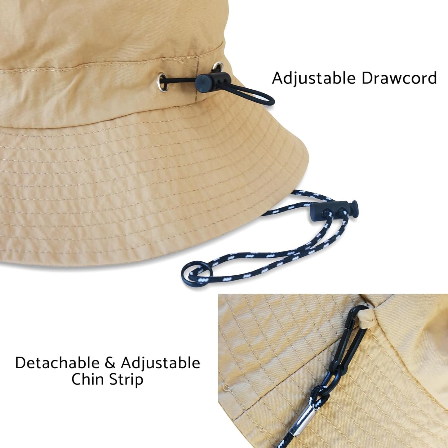 PFFY Quick Dry Waterproof Bucket Hat - Packable Outdoor Sun Hat for Men & Women with Detachable Chin Strap