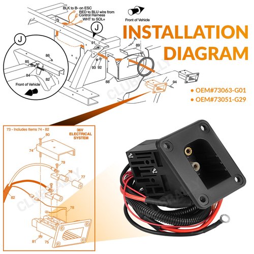 CLUBRALLY 36V Powerwise Charger Receptacle Fit for EZGO Medalist TXT/DCS/PDS Electric Golf Carts, OEM#73051-G29, 73063-G01