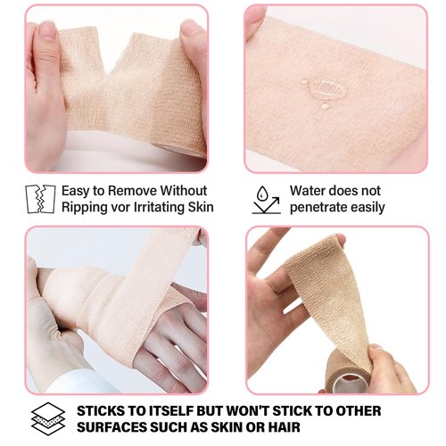 OZER 12 Pack 4 Inch x 5 Yards Self Adhesive Bandage Breathable Cohesive Bandage Wrap Rolls Elastic Self-Adherent Tape for Stretch Athletic, Sports, Wrist, Ankle
