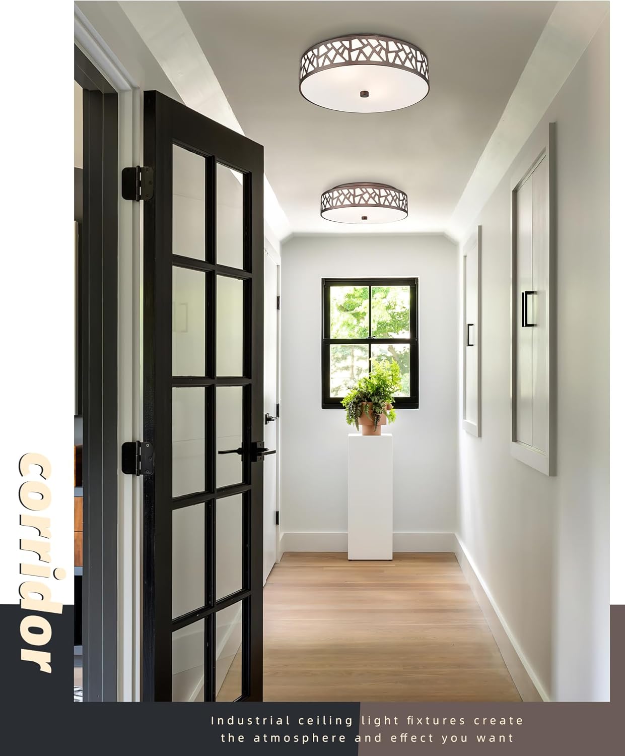 Flush Mount Ceiling Light Fixture 2-Pack - 12-Inch Oil Rubbed Bronze with Frosted Glass Shade for Bedroom, Hallway, Kitchen, Bathroom