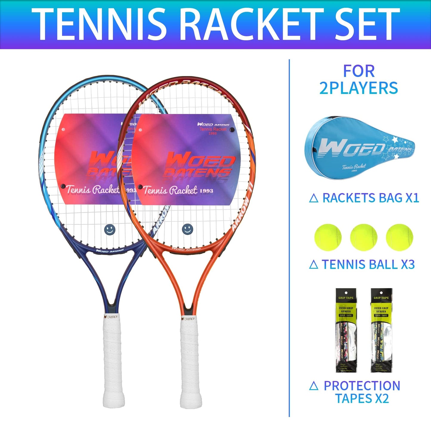 19" 23" 25" Kids Tennis Racket Junior/Youth Tennis Racquet with Tennis Ball Carry Bag Overgrips Vibrations Dampers…