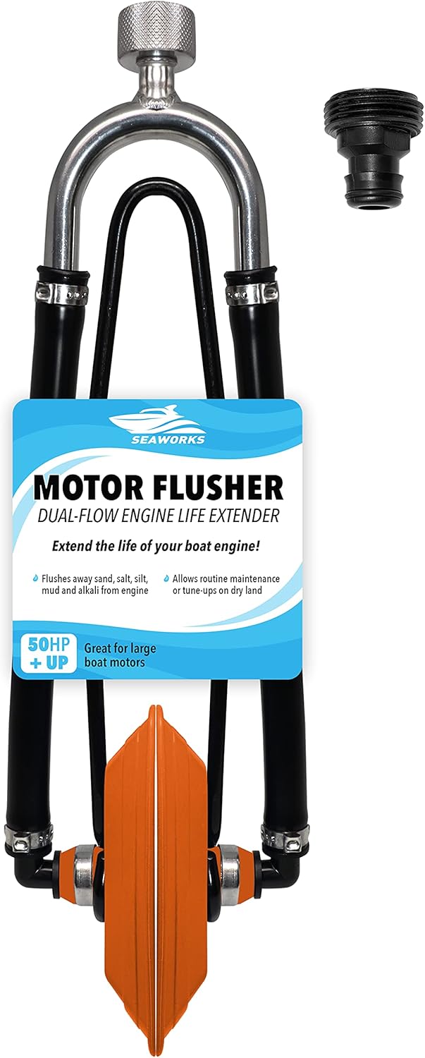 Steel Dual Feed Muff Style Boat Motor Flusher - Heavy Duty Design for Antifreeze Winterization | 5/8 Inch Hose Connection