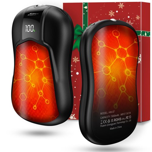 AI Dual-Sided Hand Warmers Rechargeable 2 Pack, 10000mAh 1S Ultimate Fast Heating Electric Hand Warmer with UL Certified, Portable Pocket Heater Gifts for Men Women Christmas Hunting Golf Camping