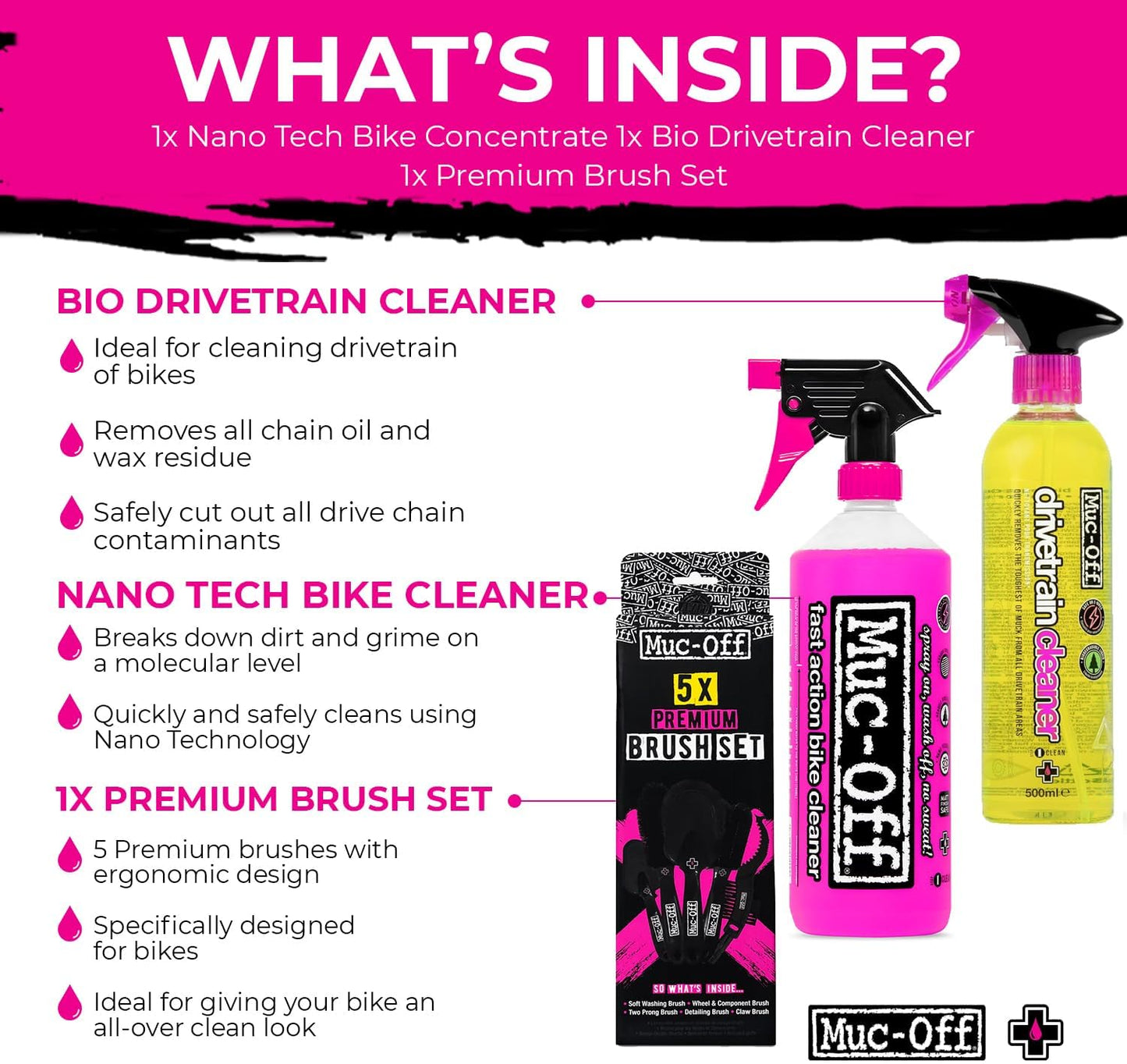 Muc-Off Nano Tech Bike Cleaner 1L - Biodegradable Formula, Safe for Carbon Fibre & All Surfaces