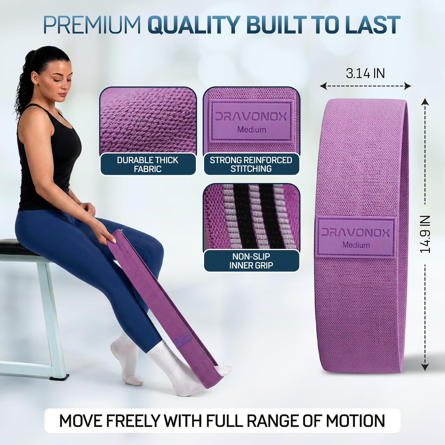 Fabric Resistance Bands for Working Out, 4 Levels Elastic Workout Bands for Women Men, Non-Slip Exercise Bands for Pilates Glutes & Hip Stretching, Gym Booty Loops for Physical Therapy Legs and Thigh