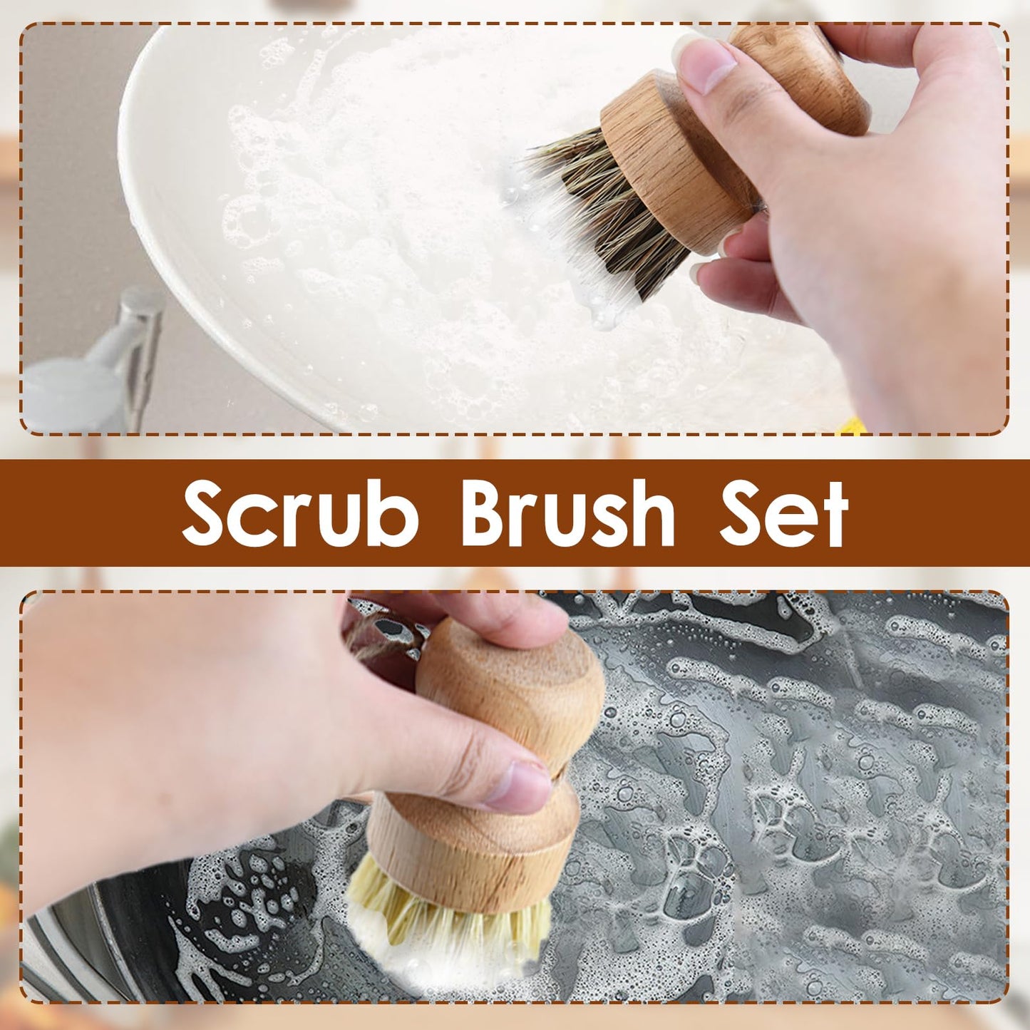 LEONTOOL 3 Pcs Cutting Board Oil Wax Applicator and Scrub Brush Set Natural Bamboo Wood Applicator for Mineral Oil Boards, Wooden Butcher Blocks, Spatulas, Spoons, Wooden Worktops, Utensil Care