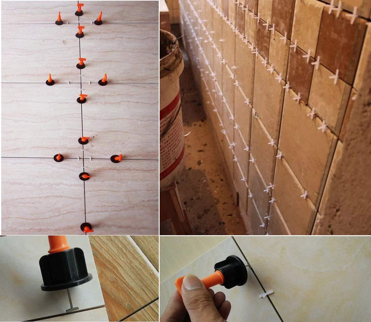 800pcs Tile Leveler Spacers and 4000PCS 3mm Tile Spacer, Reusable Tile Leveling System 1/16 Kit with 16pcs Special Wrench and 100pcs Steel Pins for Wall/Floor Tile Installation (800, 1/8)