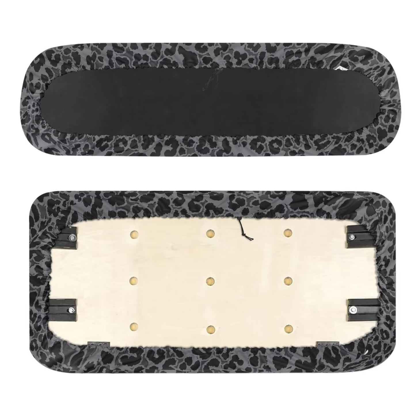 FUIALDOLG Grey Black Leopard Golf Cart Front + Rear Seat Cover Set Easy to Install Golf Cart Seat Covers Kit Bench Seat Covers Kit Printed Golf Car Accessories