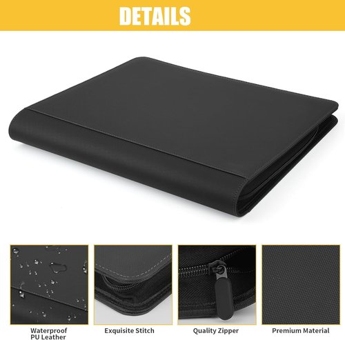 GERMUN Toploader Binder - Holds 324 Toploaders | 9 Pocket Double-Sided Storage for 3 x 4'' Cards - Diamond Black