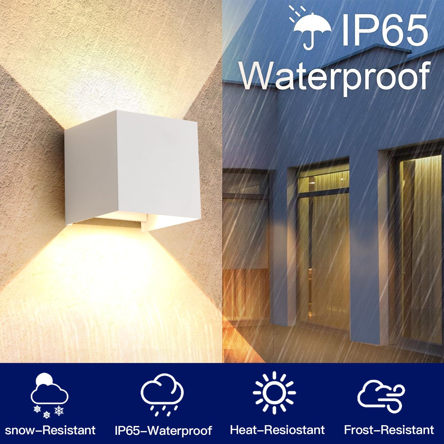 FUPE 15W 4Pack Led White Outdoor Wall Sconces Light Fixtures Modern Exterior/Interior Waterproof Porch Wall Mounted Lighting Outside Wall Lamps for Garden Shop Yard Patio Home Entryway Park Staircase