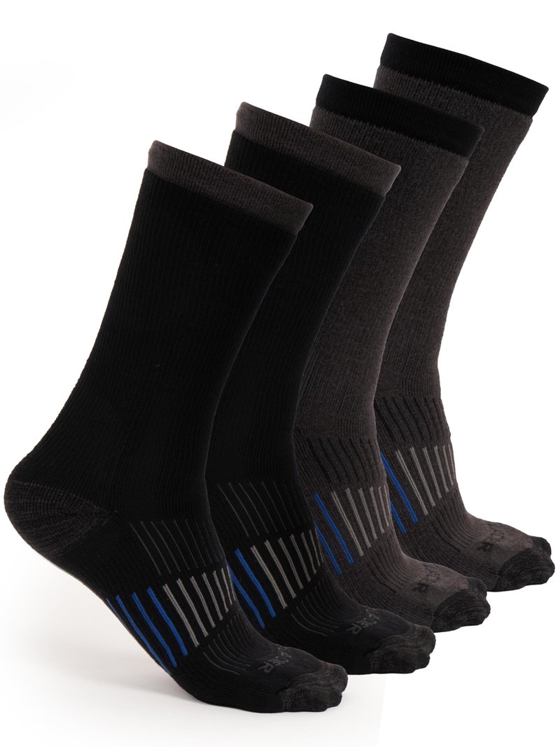Glacier Performance Men's Cushioned Moisture-Wicking Crew Socks (4-Pack) Mid-Weight Work Socks Moisture-Wicking, Arch Support, Fits Sizes 6-12