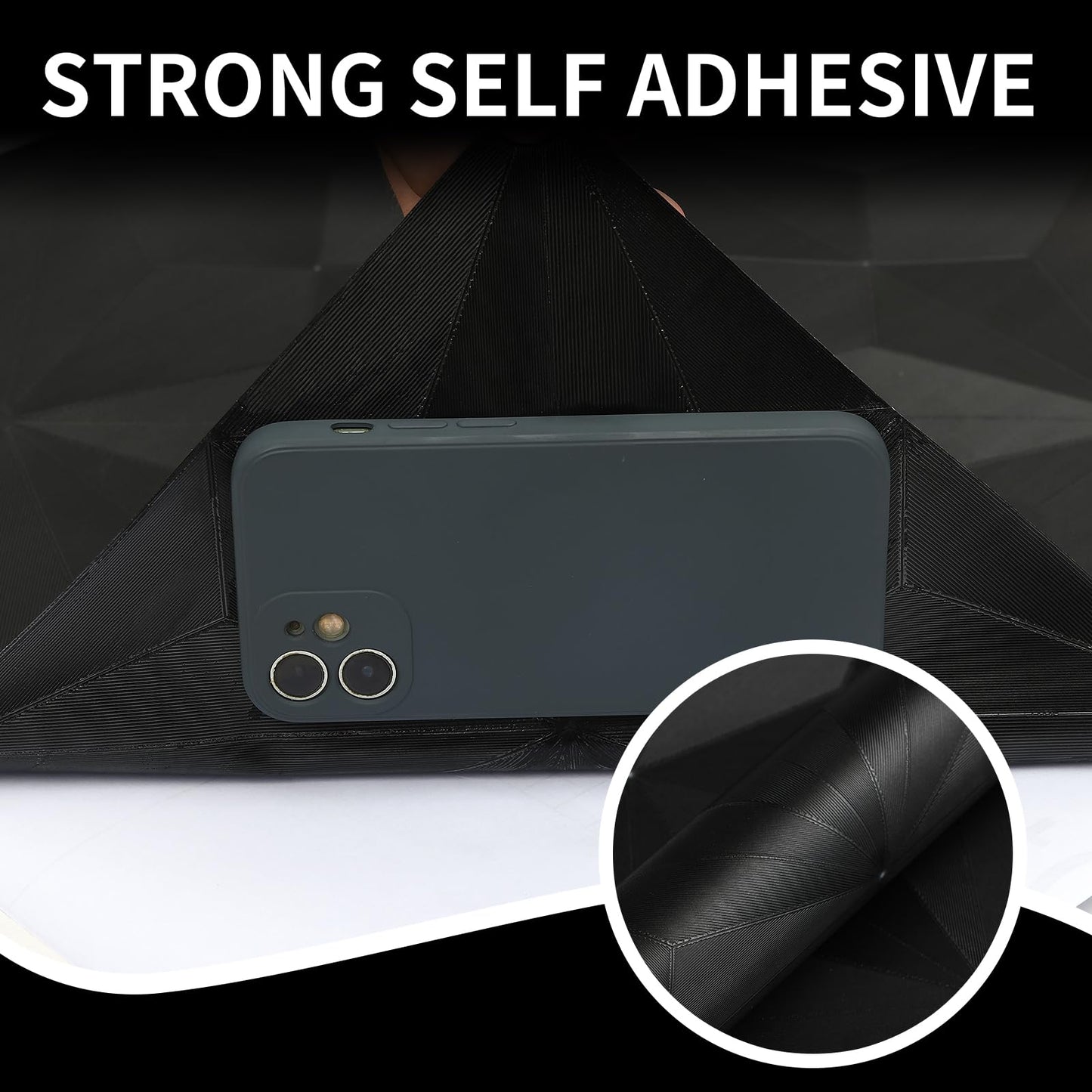 Cismmy 3D Peel and Stick Wallpaper Black Contact Paper 15.7'' X 118'' Wall Paper Renter Friendly Wallpaper SOR Cabinets and Drawers Removable Vinyl Wrap Modern Geometric Wallpaper Self Adhesive