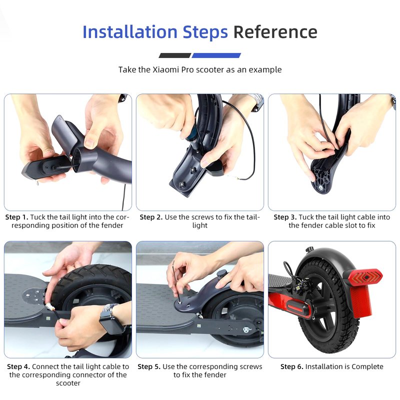 ulip Rear Mudguard Scooter Fender light Turn Signal Taillight with USB remote control Replacement Accessory Compatible with Xiaomi Pro/Pro2 Scooter