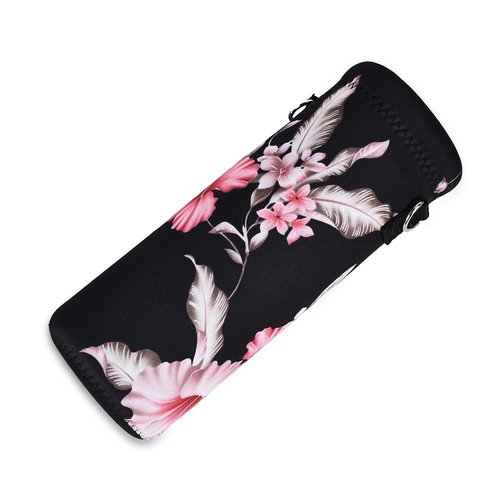 AMARY 500ML Neoprene Water Bottle Carrier Bag with Adjustable Shoulder Strap,Insulated Water Bottle Cover for Stainless Steel/Glass/Plastic Bottles 16.9OZ (Flowers-3)