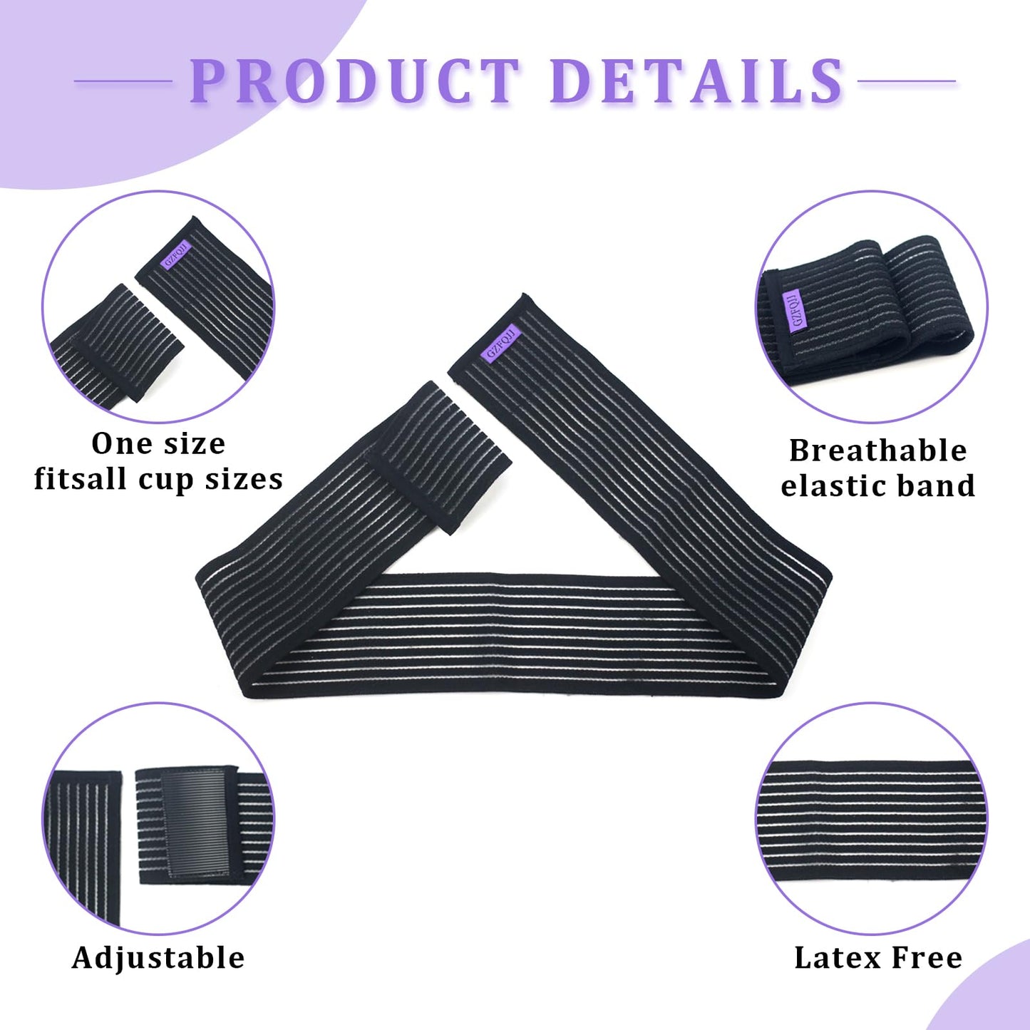 Breast Implant Stabilizer Band ，Post Surgery Breast Band Chest Compression Wrap For Women ，Breast Support Bandage ，Breast Augmentation Band Bra Breast Reduction Recovery Supplies For Healing One Size Fits All (Black)