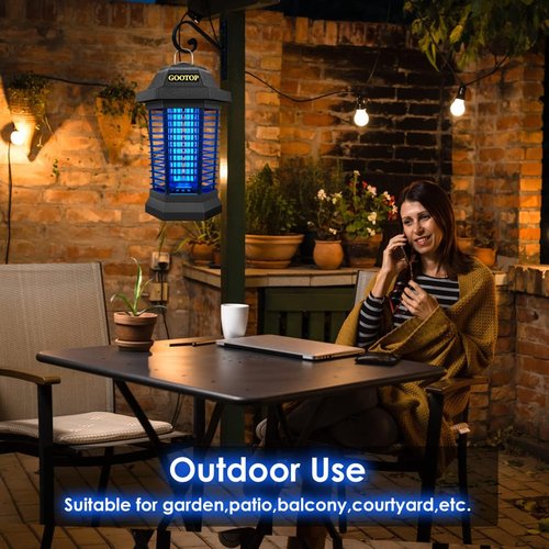 GOOTOP Bug Zapper - Electric Mosquito Killer with 4200V Power | Indoor/Outdoor Use, Black ABS Plastic