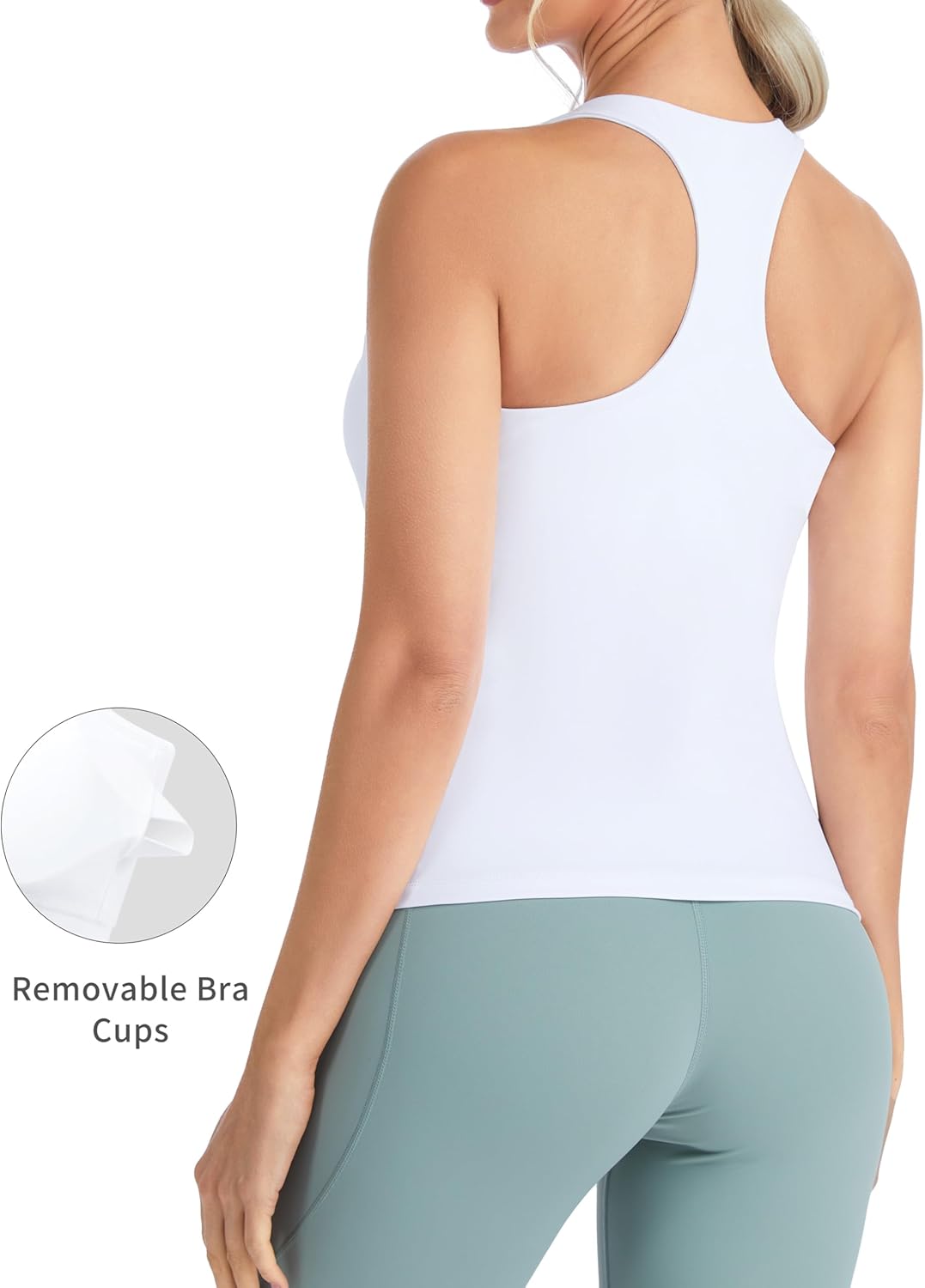 The Gym People Women's Longline Yoga Sports Bra - Racerback, Slim Fit, Padded Workout Top