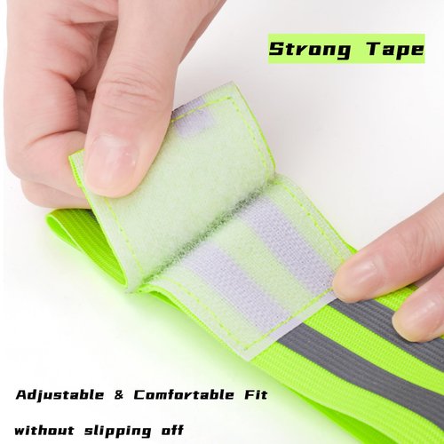 Tlence 50 Pack Reflective Bands, High Visibility Safety Reflector Armband, Security Tape Strip Bracelets, Cycling Warning Fluorescent Sash, Night Walking Cycling Gear for Wrist Arm Ankle Leg