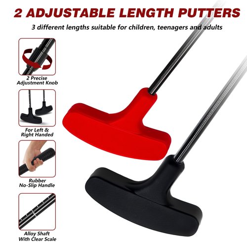 Golf Flagstick Mini Putt Set - Outdoor Battle Putting Game for Sand Beach/Backyard/Driving Range,Detachable Golf Pin Flag Hole Cup Set with 2 Adjustable Putters &Carry Bag, Gift Idea for Men/Boys