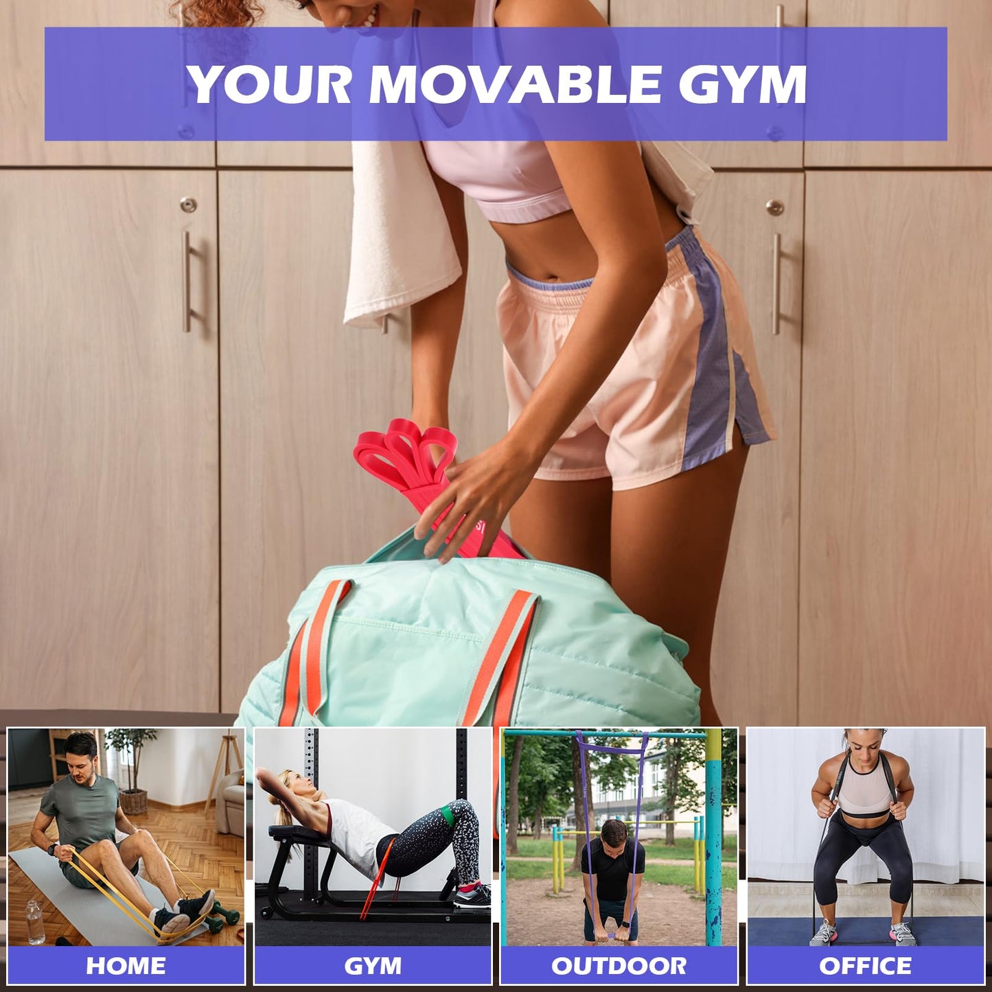 RBINITION Resistance Bands, Pull Up Assistance Bands Set for Working Out, Exercise Workout Bands for Men & Women, Body Stretching, Physical Therapy, Muscle Training