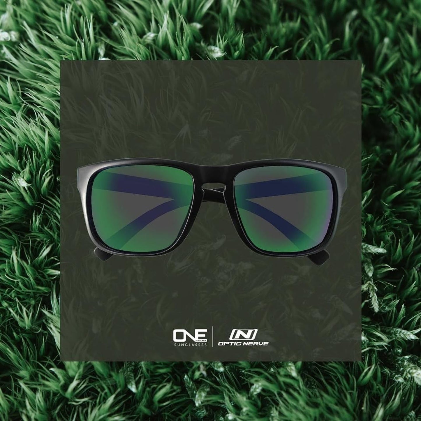 Optic Nerve - 2022 Premium & Affordable Polarized Wrap-Around Rectangle Sunglasses for Men/Women, Ziggy Edition with Matte Black Frame/Smoke/Green Mirror Lens