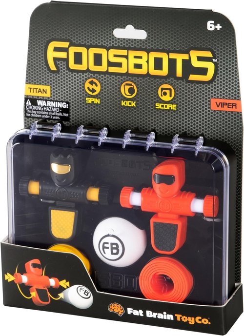 Fat Brain Toys Foosbots On The Go - Tabletop Trickshot Game for 2 Players | Soccer Fun for Kids 6+