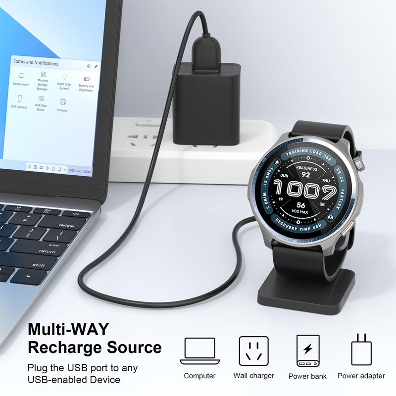 GAMOREK Charging Station for Amazfit Balance 2, Replacement Smart Watch Charger 3.3Ft USB Magnetic Charger Stand