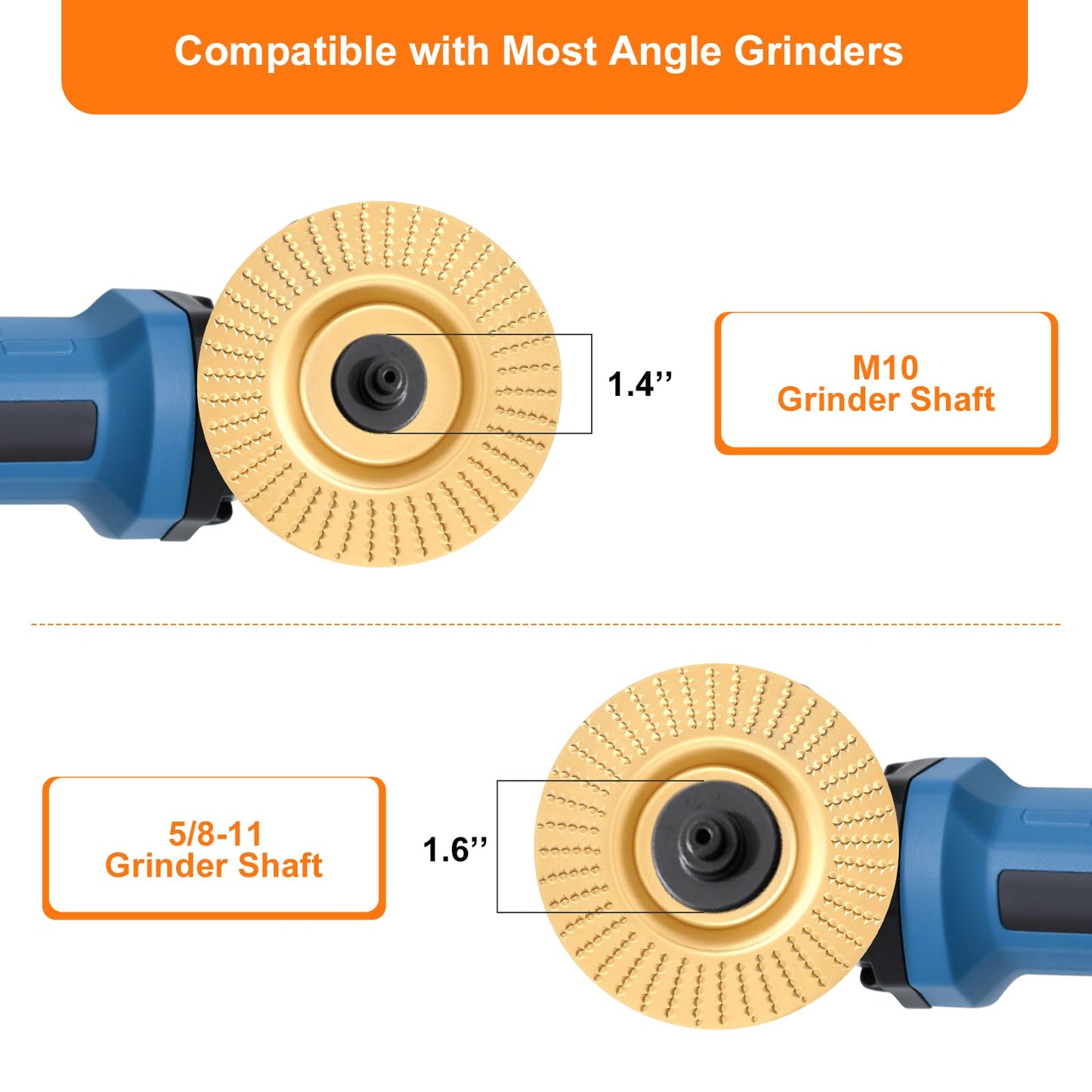 5Pcs Angle Grinder Wood Carving Disc, 4" Angle Grinder Attachments, Stump Grinder Tool Grinding Wheel Cutting Disc