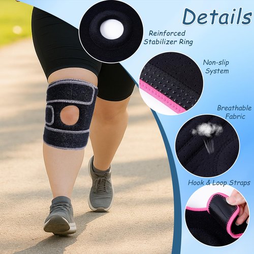 King Mills Extra Large Knee Brace Support to Knee Pain, Arthritis or Meniscus Tear. Adjustable Plus Size Knee Brace for Women and Men, Adult 4XL, Purple Black.