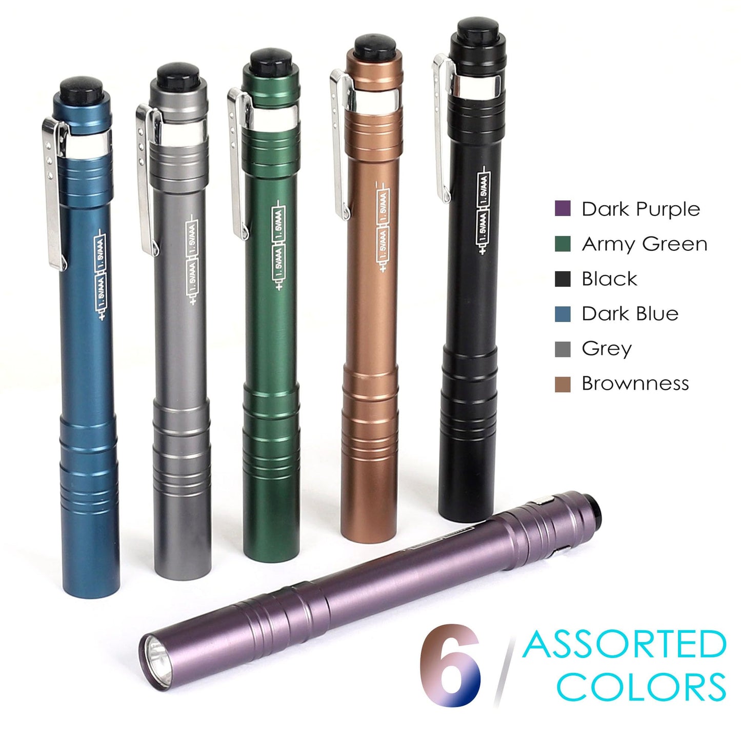FASTPRO 24-Pack Pen Light, Aluminum LED Penlights with Batteries Included & Pre-Installed, Pocket Pen Flashlight for Inspections, Repairs, Camping and Emergencies