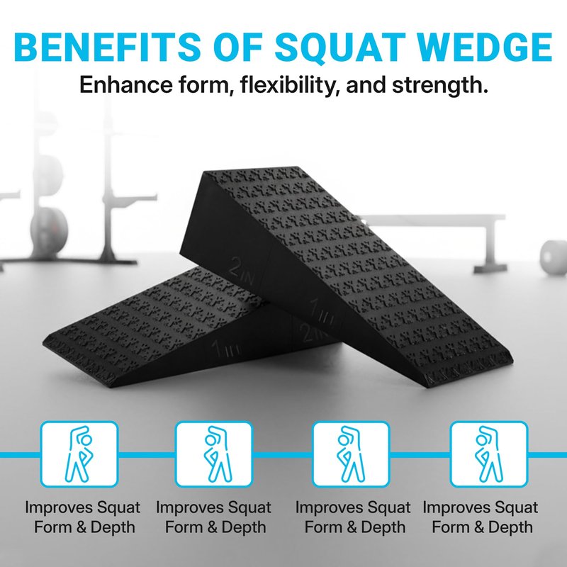 Uwaomah.Squat wedge, pack of 2, 1500 LBS Capacity, 1" & 2" Heel Elevated Squat wedge block of calf stretching & Physical Therapy, Foot Workout Wedge, Ankle Mobility, Portable Heavy Duty Blocks