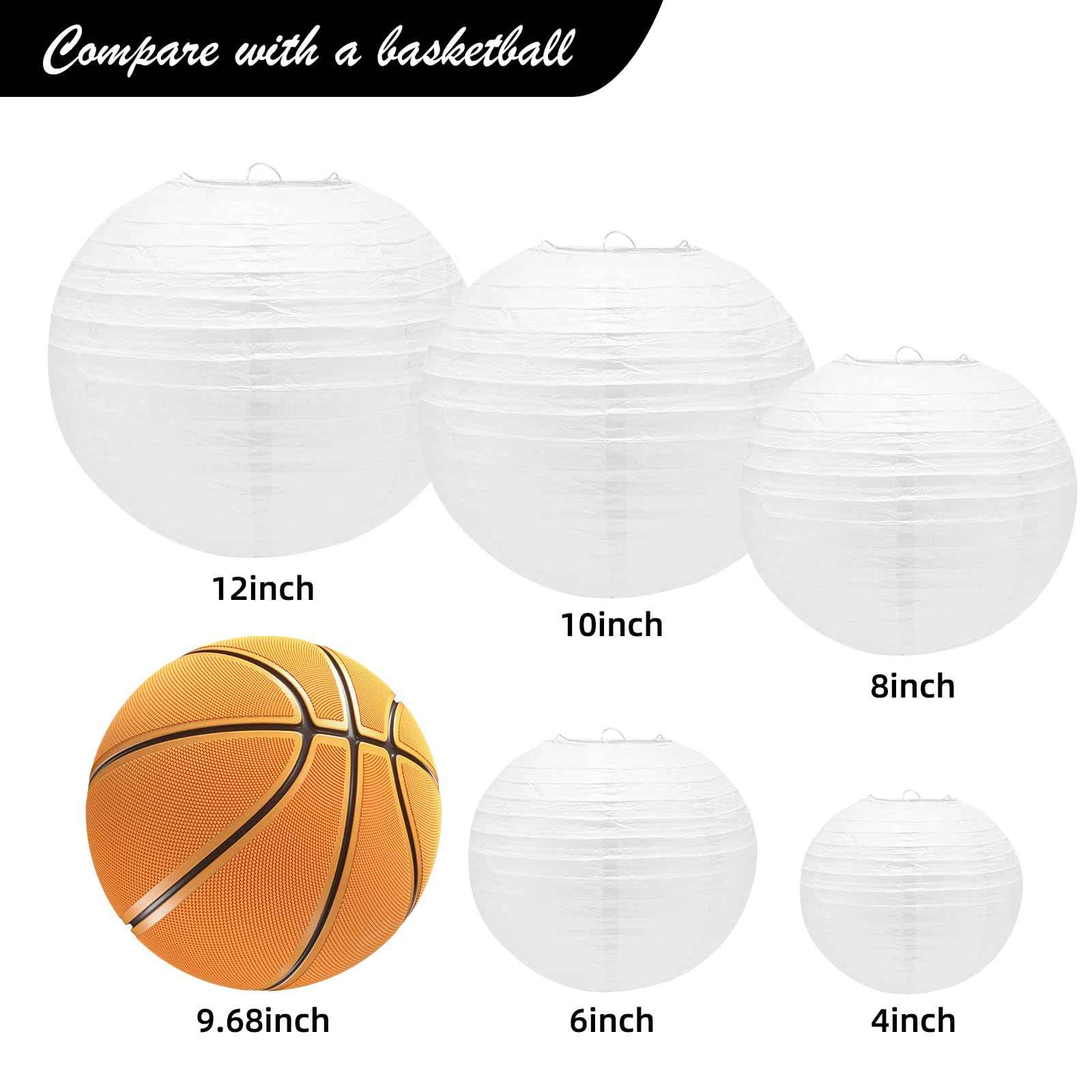 21Pcs White Paper Lanterns,White Chinese Lantern with Tape and String,Hanging Round Lanterns Decorative Outdoor for Party Decorations,Birthday,Wedding,Christmas Party,New Year