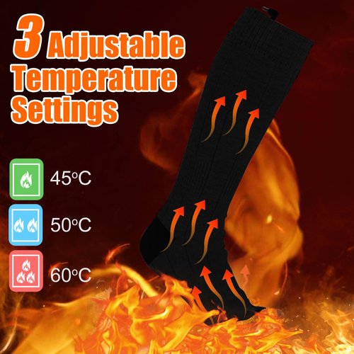 7JI Heated Socks for Men Women,Rechargeable Heated Sockings,Washable Sock Warmers, Battery Heating Socks with 5000mAh, Electric Socks 3 Heating Levels,Outdoors Work Hiking Skiing Hunting Fishing