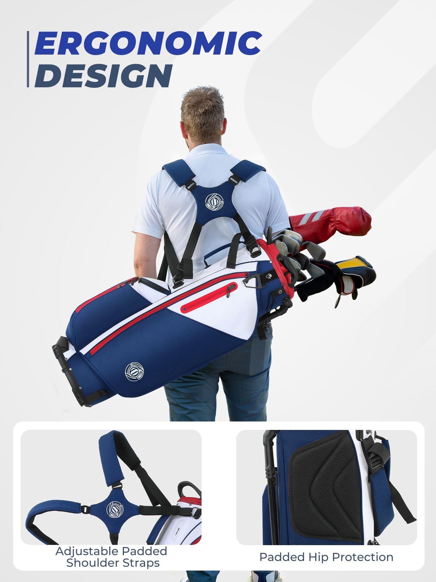 Sturdum 7 Way Golf Stand Bag, Lightweight Golf Bags for Men Women with Full-Length Dividers, Ergonomic Design, Weather-Resistant, Multi Pockets