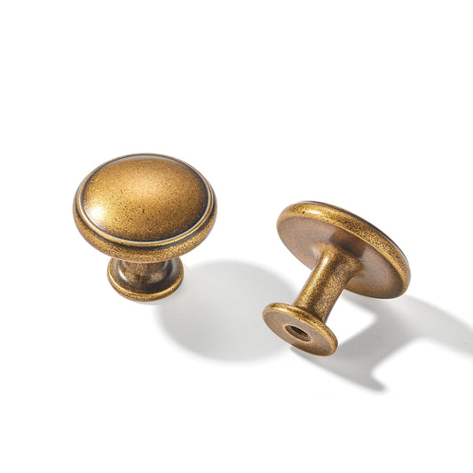 Dosoye 5 Pack Antique Brass Cabinet Knobs Drawer Knob Kitchen Hardware - Single Hole Vintage Retro Cabinet Knobs Kitchen Cabinet Pulls for Closet Wardrobe Dresser Cupboard