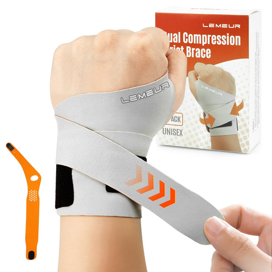 LEMEUR Carpal Tunnel Wrist Brace Ulnar Wrist Brace, Ultra-Thin Elastic Hand Brace for TFCC Tear, Adjustable Wrist Wrap Helps Relieve Tendinitis Arthritis Carpal Tunnel Pain（Left Hand）