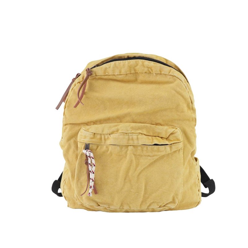 MiCoolker Backpack for Women Men Soft Denim Canvas Bag Casual Travel Backpacks Jeans Daypack Pure Colour Yellow
