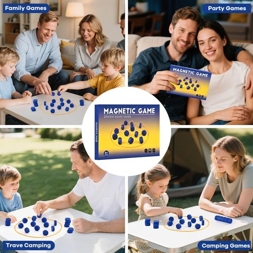 Bameca Magnetic Chess Game - Full-Size Stones for Family Fun | Travel & Camping Friendly