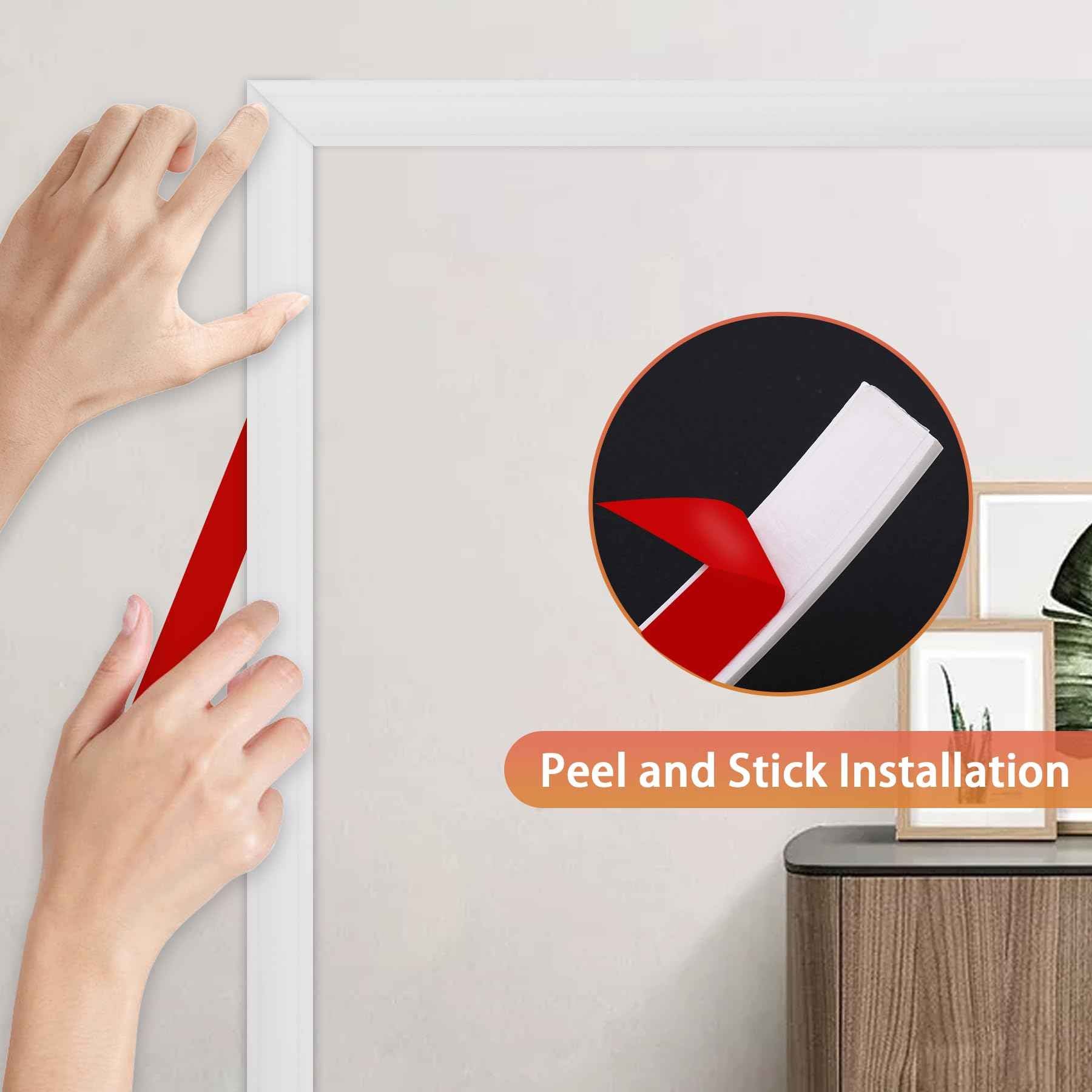 QDYMXUN Peel and Stick Chair Rail Panel Molding, 240''L x 0.9''W Strong Self Adhesive TPE Wall Moulding Trim for Home DIY Decoration (Paintable White)