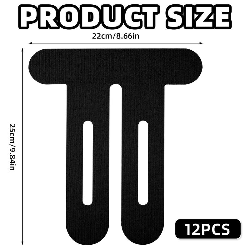 12pcs Precut Kinesiology Tape for Knees, Breathable Elastic Kinesiology Athletic Muscle Tape Strips Flexible, Waterproof Sport Knee Patch Stickers for Knee Support & Stability (Black)