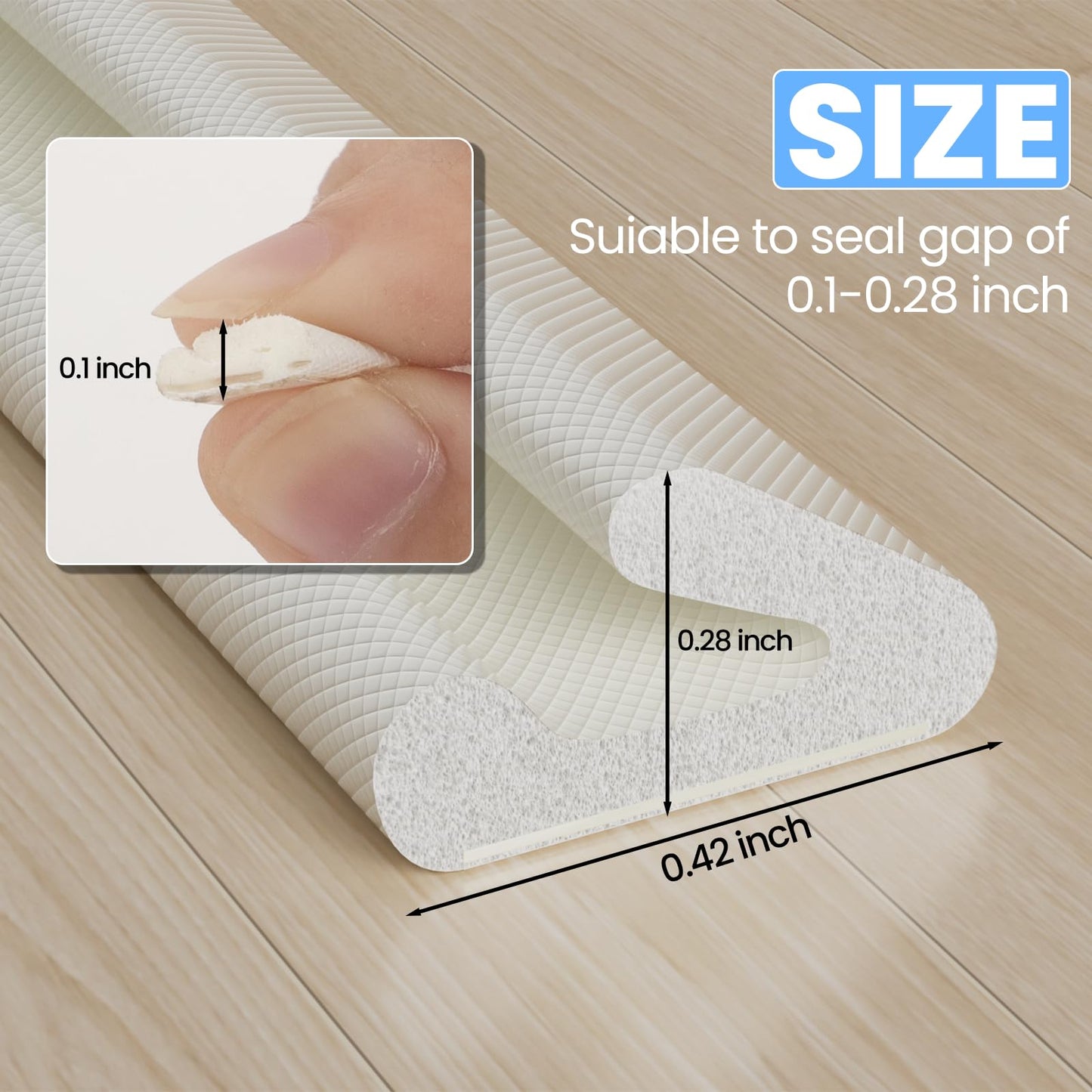 19.7ft V-Shape Weather Stripping Door Frame Seal Strip,Self-Adhesive Door Gap Filler for Winter Insulation,Foam Soundproofing Weatherstripping for Door Draft Stopper Light Blocker,White
