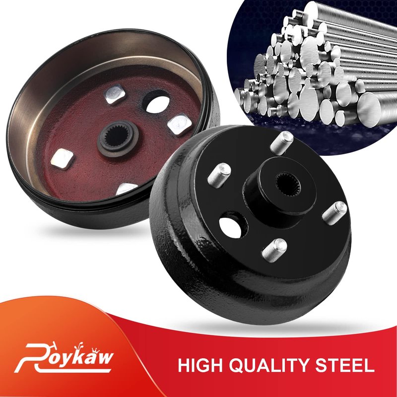 Roykaw Golf Cart Brake Drum Hub Assembly with Lug Nuts for EZGO 1982-up Electric & 1982-1993 2 Cycle Gas Models, Replaces OEM # 19186-G1P, 17298-G1, 17082-G2