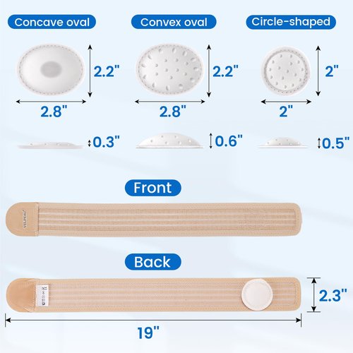 Velpeau Umbilical Hernia Belt Baby Newborn -with 3 Different Shaped Compression Pads, Belly Button Navel Band Wrap Truss Abdominal Binder Support for Infant, Children, Toddler, Kids (Khaki-Reg)