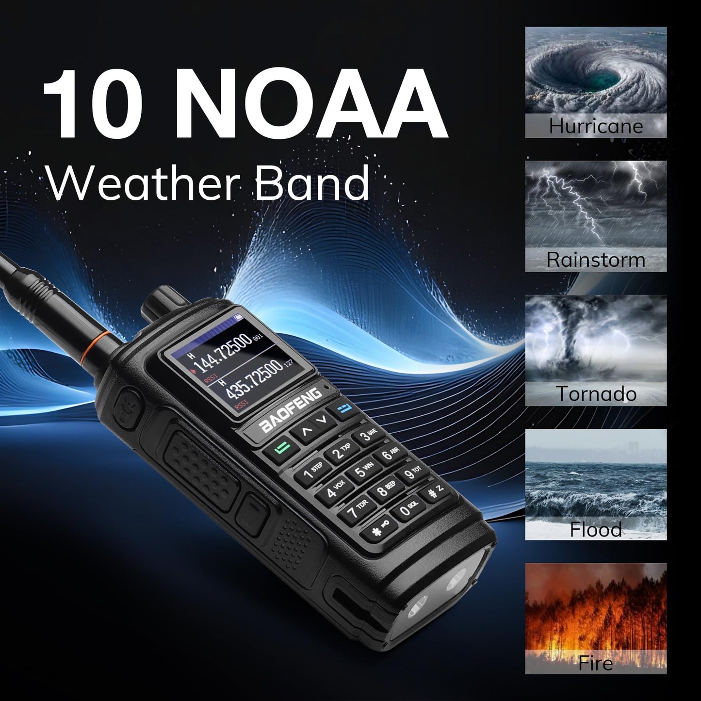 BAOFENG UV-17R Plus Ham Radio Multi-Band Two Way Radio, 7W Long Range Rechargeable Walkie Talkies with Airband, NOAA Weather Receiving, 2500mAh Battery, 8" & 16" ANT, Programming Cable