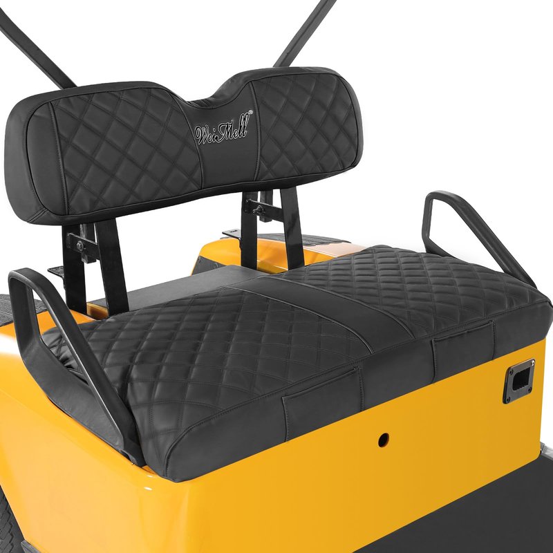WEIMELL Golf Cart Seat Covers Fit EZGO TXT 1994-2013 Vinyl Leather Front Seat Cover for Ordinary Cushion No Nail Gun Easy to Install & Clean Vinyl Seat Cushion Cover (Black)