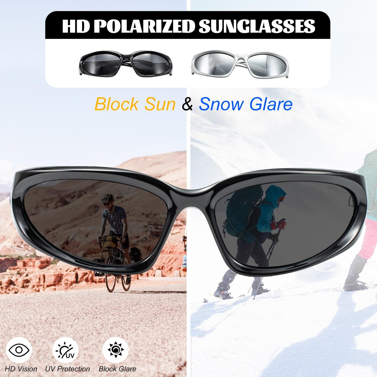 WEMOOTANTS Polarized Wrap Around Sunglasses Men Women for Sport Cycling, Night Driving Glasses