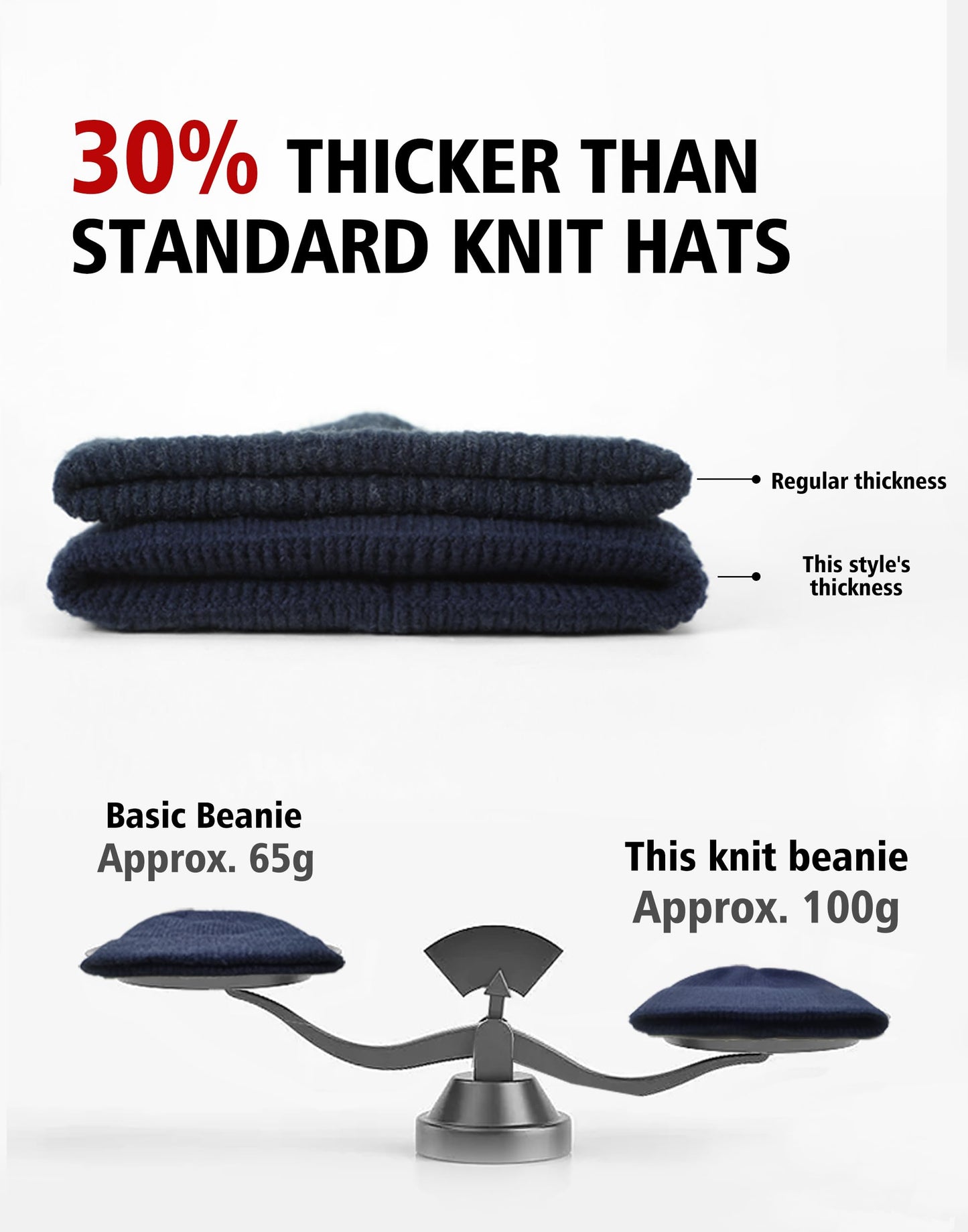 Pioneer Camp Mens Merino Wool Beanie Hats Thick Knit Winter Hat Cold Weather Skull Cap Hiking Skiing Climbing Casual Outdoor Black