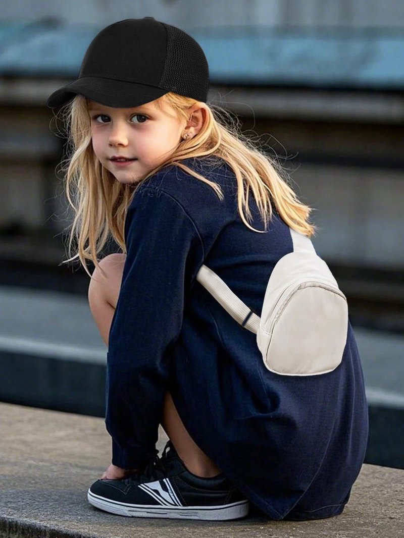 Edoneery Baseball Cap for Kids-Adjustable Washed Cotton Golf Toddler Hat for Boys & Girls (3-8 Years, Mesh-Black)