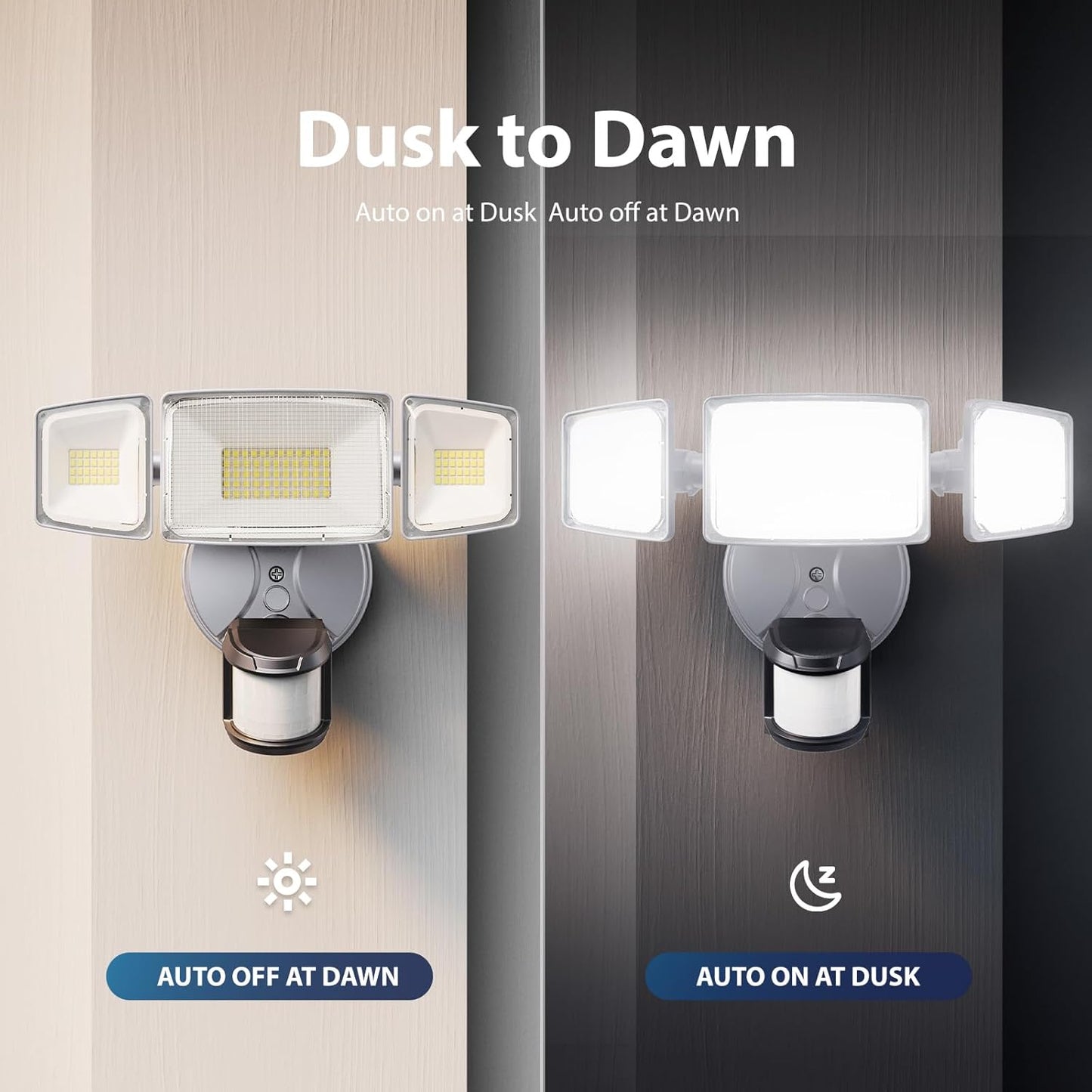 75W LED Motion Sensor Flood Light - Dusk to Dawn Outdoor Security Light, 7500LM, IP65 Waterproof
