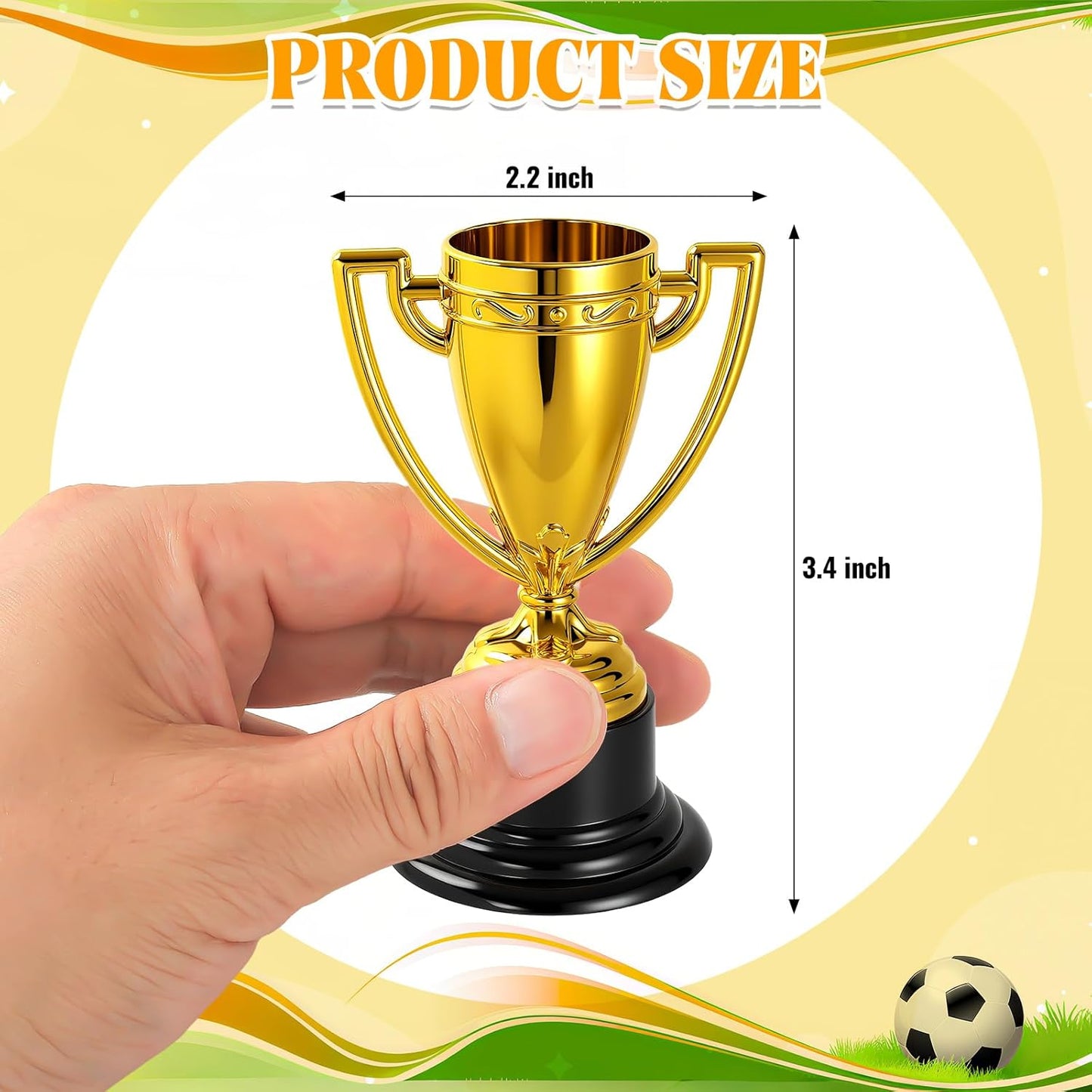 Skiennix Mini Trophies - Bulk Plastic Gold Trophy Cups for Kids' Sports Tournaments | 3.4 Inch